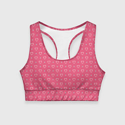 Топик спортивный женский Розовые сердечки паттерн, цвет: 3D-принт