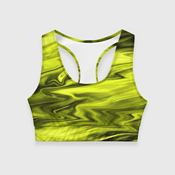 Топик спортивный женский Неоновый желтый с черным абстрактный узор, цвет: 3D-принт