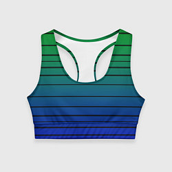 Женский спортивный топ Черные полосы на синем, зеленом градиенте