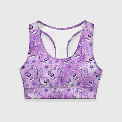 Топик спортивный женский Танцующие русалки на фиолетовом, цвет: 3D-принт