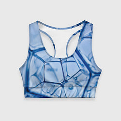 Топик спортивный женский Абстрактная синяя ледяная броня, цвет: 3D-принт
