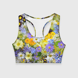 Топик спортивный женский Цветочная летняя поляна, цвет: 3D-принт
