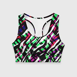 Топик спортивный женский Разноцветная Зебра, цвет: 3D-принт