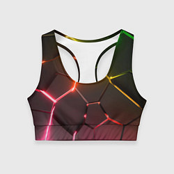 Топик спортивный женский Неоновые радужные плиты, цвет: 3D-принт