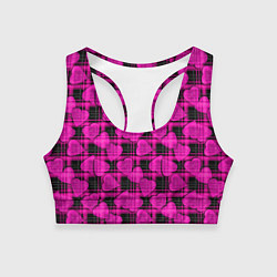 Топик спортивный женский Black and pink hearts pattern on checkered, цвет: 3D-принт