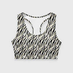 Топик спортивный женский Тигровый полосатый узор-черные, бежевые полосы на, цвет: 3D-принт
