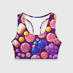 Топик спортивный женский Сладости для радости, цвет: 3D-принт