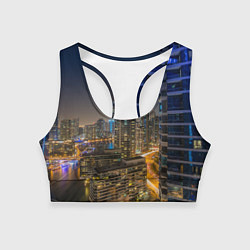 Топик спортивный женский Ночной красочный город, цвет: 3D-принт