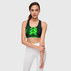 Топик спортивный женский Неоновые зелёные стрелки во тьме, цвет: 3D-принт — фото 2