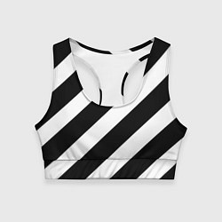 Топик спортивный женский Черно белые полоски, цвет: 3D-принт