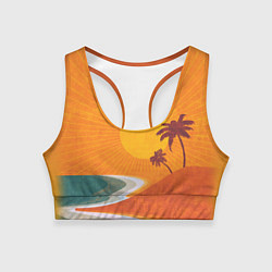 Топик спортивный женский Закат на побережье минимализм, цвет: 3D-принт