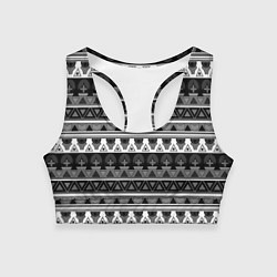Топик спортивный женский Черно-белый скандинавский орнамент, цвет: 3D-принт