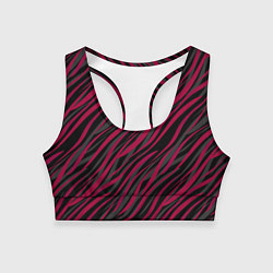 Топик спортивный женский Модный полосатый красно- черный узор Зебра, цвет: 3D-принт