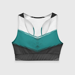 Топик спортивный женский Абстрактный полосатый серо-бирюзовый узор, цвет: 3D-принт