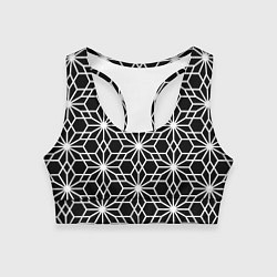 Топик спортивный женский Абстрактный чёрно-белый узoр, цвет: 3D-принт
