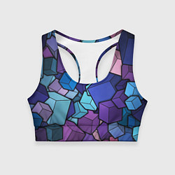 Топик спортивный женский Цветные кубы, цвет: 3D-принт