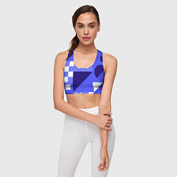 Топик спортивный женский Геометрические синие, фиолетовые и белые фигуры, цвет: 3D-принт — фото 2