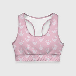 Топик спортивный женский Лапки опоссума розовые, цвет: 3D-принт