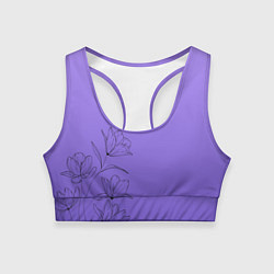 Топик спортивный женский Красивый фиолетовый градиент с цветами, цвет: 3D-принт