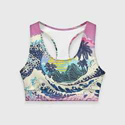 Топик спортивный женский Штормовые океанские волны и пальмы, цвет: 3D-принт