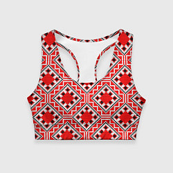 Топик спортивный женский Белорусская вышивка - орнамент, цвет: 3D-принт