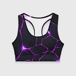 Топик спортивный женский Фиолетовые неоновые трещины, цвет: 3D-принт