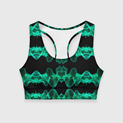 Топик спортивный женский Зелёные абстрактные полосы фракталов, цвет: 3D-принт