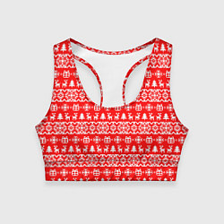 Топик спортивный женский New Years winter pattern, цвет: 3D-принт