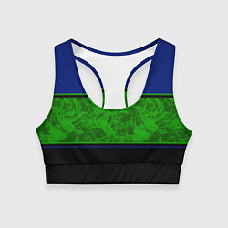 Женский спортивный топ Синие, неоновые зеленые мраморные и черные полосы