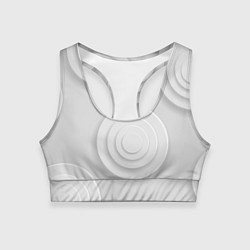 Женский спортивный топ Серый фон и абстрактные белые объёмные окружности