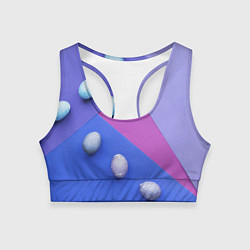 Топик спортивный женский Линии, фигуры, геометрия и сливы, цвет: 3D-принт