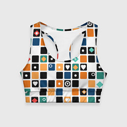 Топик спортивный женский Разноцветный геометрический узор Мозаика, цвет: 3D-принт