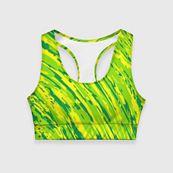 Женский спортивный топ Абстракция зеленые линии