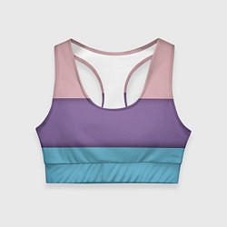 Топик спортивный женский Трёхцветный паттерн - розовый, фиолетовый и синий, цвет: 3D-принт