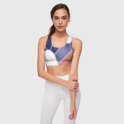 Топик спортивный женский Узор из синих, фиолетовых, белых и оранжевых камне, цвет: 3D-принт — фото 2