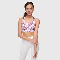 Топик спортивный женский Лимоны в розовом монохроме - паттерн, цвет: 3D-принт — фото 2