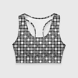 Топик спортивный женский Черно-белый геометрический мелкий узор, цвет: 3D-принт