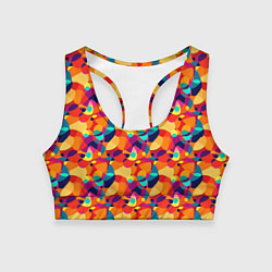 Топик спортивный женский Абстрактный узор из разноцветных окружностей, цвет: 3D-принт
