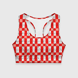 Топик спортивный женский Ромбы красные, цвет: 3D-принт