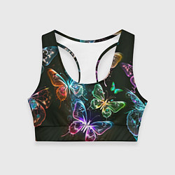 Женский спортивный топ Неоновые дикие бабочки