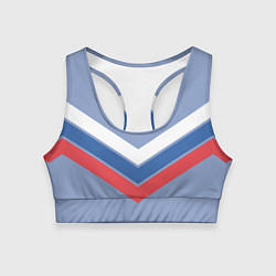 Топик спортивный женский Триколор - три полоски на голубом, цвет: 3D-принт