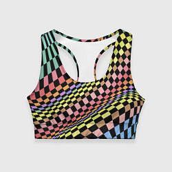 Топик спортивный женский Colorful avant-garde chess pattern - fashion, цвет: 3D-принт