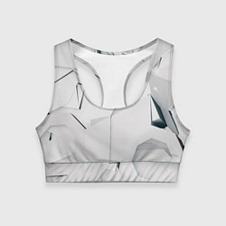 Топик спортивный женский Абстрактные разные белые и серые фигуры, цвет: 3D-принт