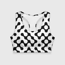 Топик спортивный женский Чёрно-белый растровый узор, цвет: 3D-принт