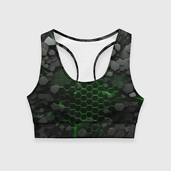 Топик спортивный женский Взрыв зеленых плит, цвет: 3D-принт