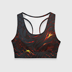 Топик спортивный женский Огненные разломленные плиты, цвет: 3D-принт