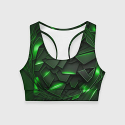 Топик спортивный женский Зеленые объемные осколки, цвет: 3D-принт
