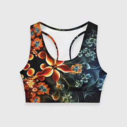 Топик спортивный женский Абстрактные цветы, цвет: 3D-принт