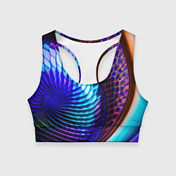 Топик спортивный женский Неоновый водоворот, цвет: 3D-принт