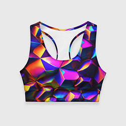 Топик спортивный женский Бензиновые неоновые кристаллы, цвет: 3D-принт